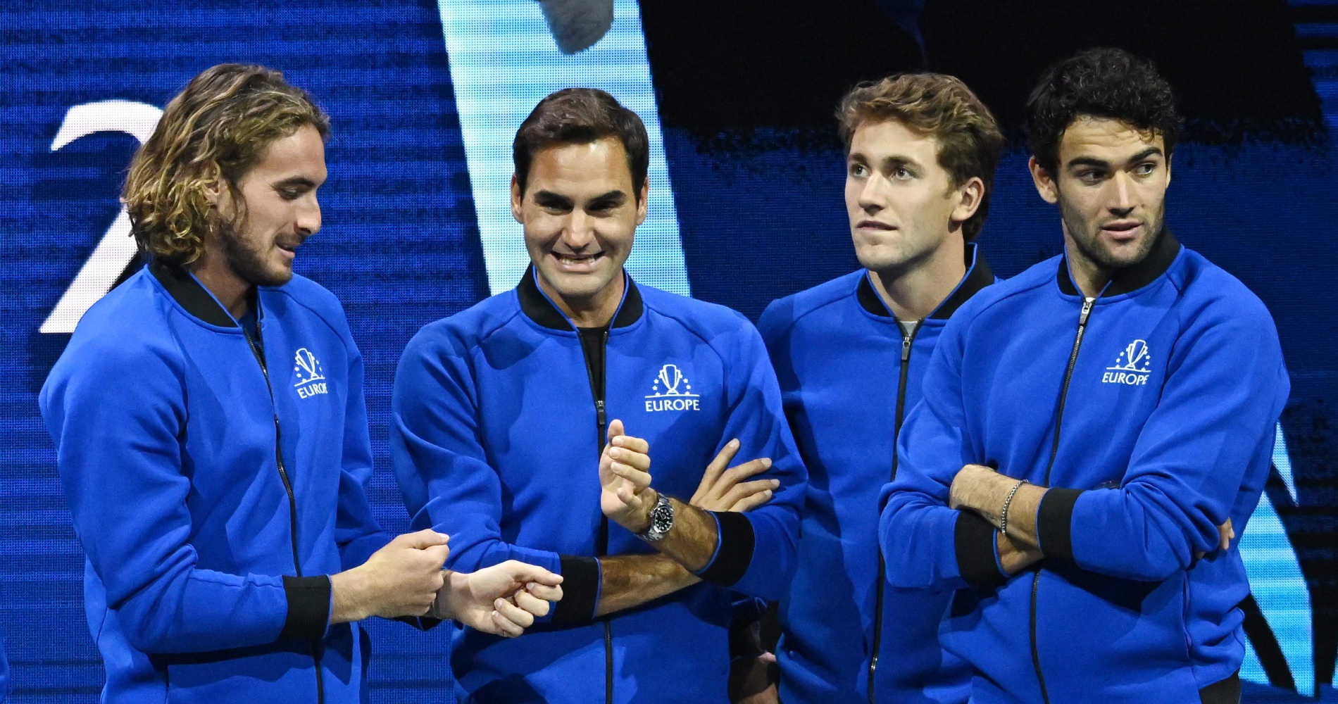 Stefanos Tsitsipas, Roger Federer, Casper Ruud og Matteo Berrettini under United Cup 2022