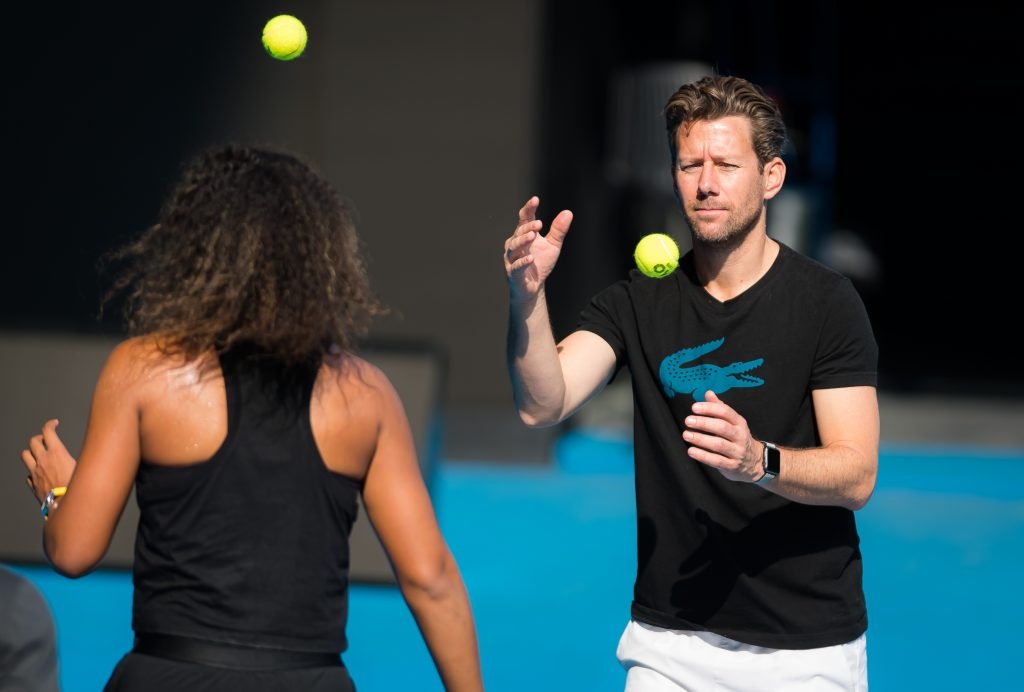 Wim Fissette working with Naomi Osaka during 2020 Australian Open