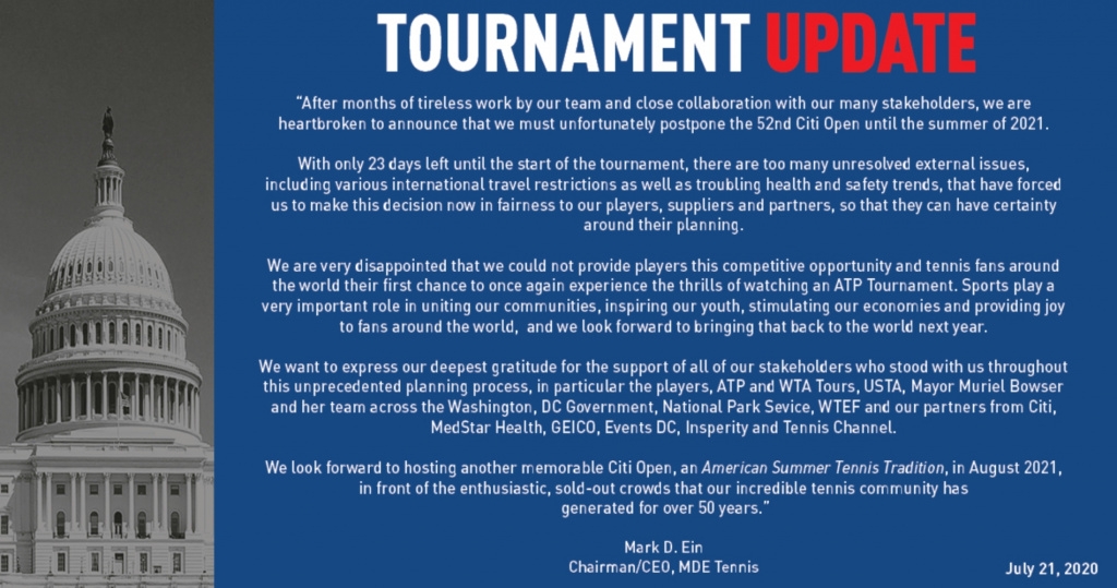 Citi Open statement