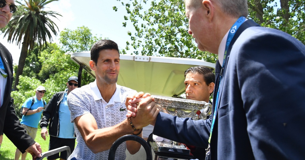 Novak Djokovic, Craig Tiley, Feb. 2020