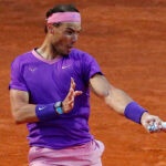 Rafael Nadal in action during his round of 32 match against Italy's Jannik Sinner
