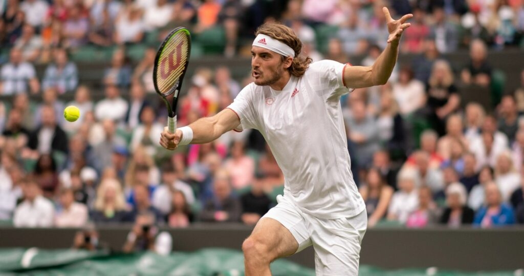 Stefanos Tsitsipas at Wimbledon in 2021