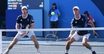 Ariake Tennis Park - Tokyo, Japan - Andy Murray of Britain and Joe Salisbury of Britain in action