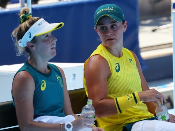 Ariake Tennis Park, Tokyo, Japan - July 22, 2021 Ashleigh Barty of Australia and Storm Sanders of Australia