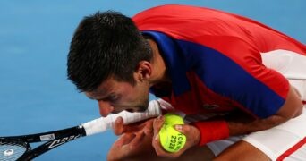 Ariake Tennis Park - Tokyo, Japan - Novak Djokovic of Serbia at the Tokyo Olympics