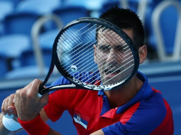 Ariake Tennis Park - Tokyo, Japan - July 24, 2021. Novak Djokovic of Serbia in action