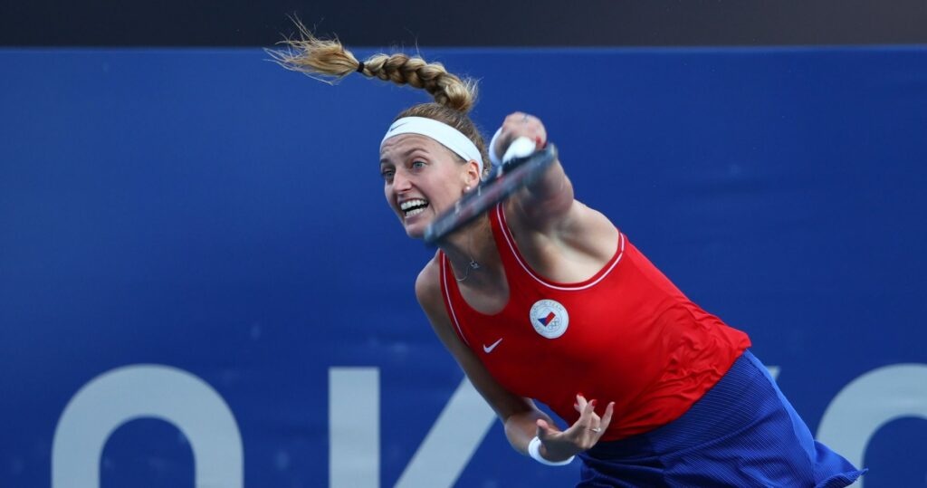 Ariake Tennis Park - Tokyo, Japan - Petra Kvitova of Czech Republic in action at the Tokyo Olympics