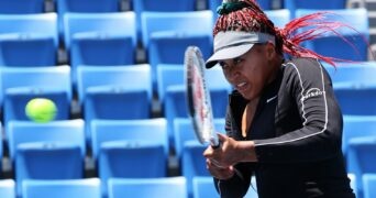 Ariake Tennis Park, Tokyo, Japan - July 23, 2021 - Naomi Osaka of Japan during training.