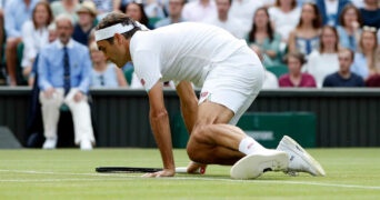 Roger Federer at Wimbledon in 2021