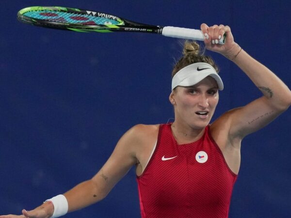 Czech tennis player Marketa Vondrousova in action at the Tokyo 2020 Summer Olympics