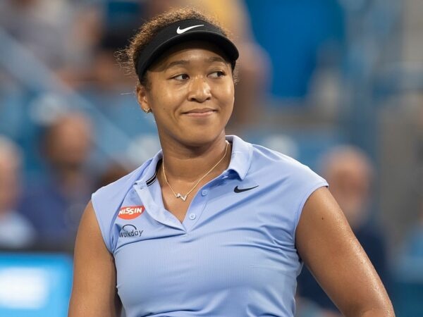 Naomi Osaka (JPN) reacts during a match against Jil Teichmann (SUI) during the Western and Southern Open at the Lindner Family Tennis Center.