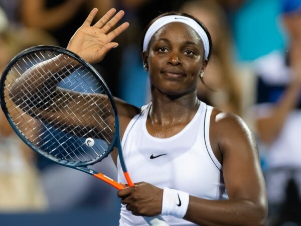 Sloane Stephens of the United States celebrates winning her second-round match at the 2019 Western & Southern Open WTA Premier Tennis 5 Tournament against Yulia Putintseva of Kazakhstan
