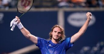 Stefanos Tsitsipas of Greece at the Aviva Centre