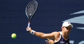 Ash Barty at the 2021 U.S. Open tennis tournament at USTA Billie Jean King National Tennis Center.