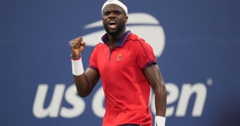 Frances Tiafoe of the United States reacts
