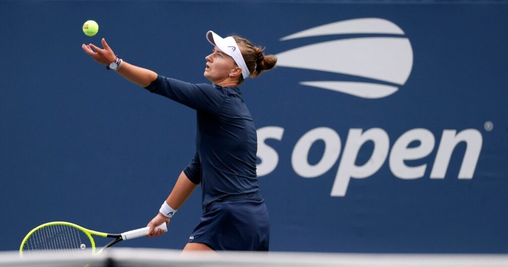 Barbora Krejcikova at the 2021 U.S. Open tennis tournament at USTA Billie Jean King National Tennis Center.