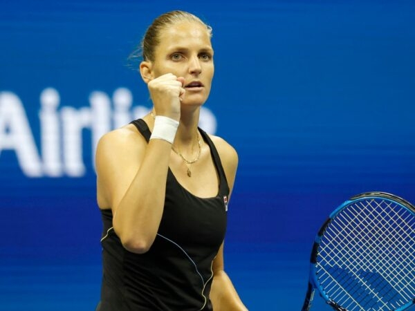 Karolina Pliskova at the 2021 U.S. Open tennis tournament at USTA Billie Jean King National Tennis Center.