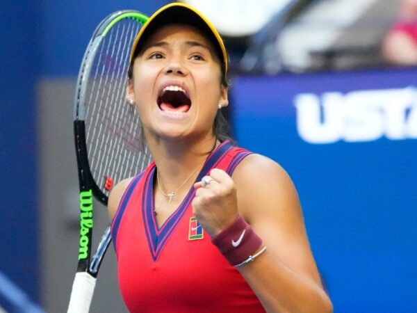 Emma Raducanu at the 2021 U.S. Open tennis tournament at USTA Billie Jean King National Tennis Center