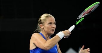 Shelby Rogers at the Adelaide International tennis tournament at Memorial Drive on February 23, 2021 in Adelaide, Australia.