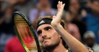 Stefanos Tsitsipas of Greece at the 2021 U.S. Open tennis tournament