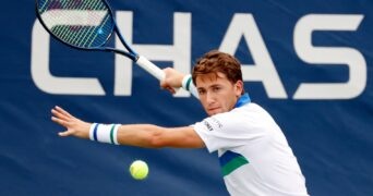 Casper Ruud at the 2021 U.S. Open tennis tournament at USTA Billie Jean King National Tennis Center.