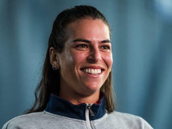 Ajla Tomljanovic of Australia talks to the media ahead of the 2021 Chicago Fall Tennis Classic WTA 500 tennis tournament