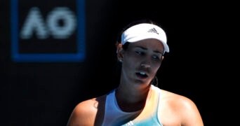 Spain's Garbine Muguruza reacts during her second round match against France's Alize Cornet