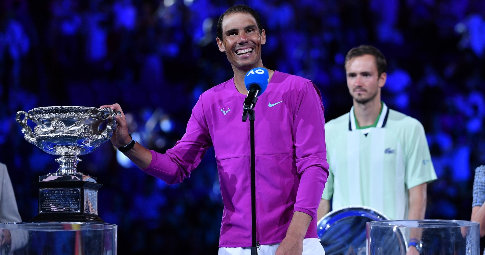 Rafael Nadal trophy ceremony AO 2022