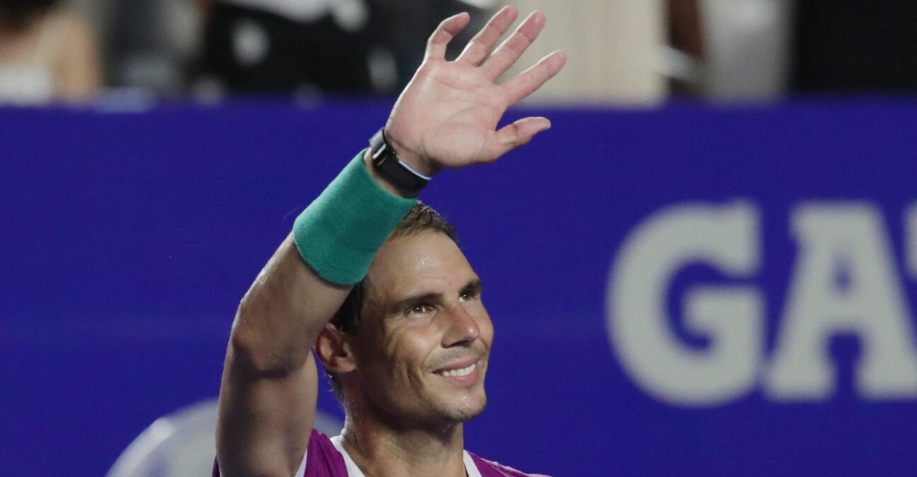 Spain's Rafael Nadal celebrates winning his round of 16 match against Stefan Kozlov of the U.S. at the Abierto Mexicano Open in Acapulco
