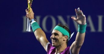 Spain's Rafael Nadal celebrates winning the final against Britain's Cameron Norrie at the ATP 500 Abierto Mexicano