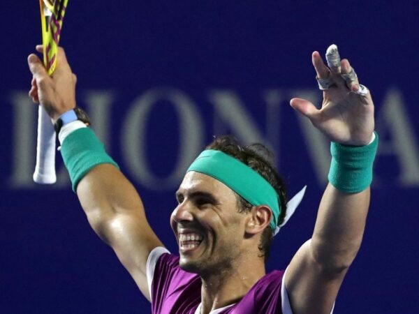 Spain's Rafael Nadal celebrates winning the final against Britain's Cameron Norrie at the ATP 500 Abierto Mexicano