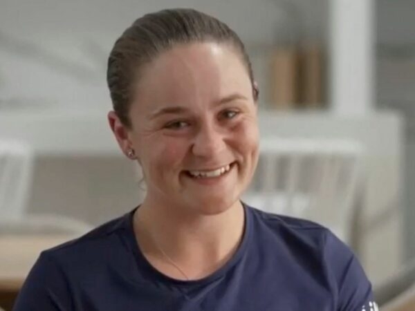 Ash Barty smiles during her retirement announcement in Brisbane, Australia