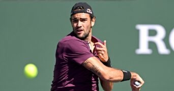 Matteo Berrettini at the BNP Paribas Open at the Indian Wells Tennis Garden.