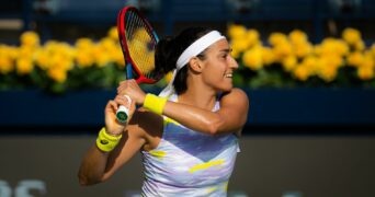 Caroline Garcia at the 2022 Dubai Duty Free Tennis Championships WTA 1000 tennis tournament