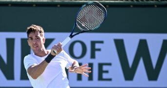 Thanasi Kokkinakis at the BNP Paribas Open at Indian Wells Tennis Garden.