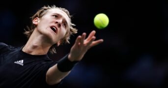 Sebastian Korda of the U.S. at the ATP Masters 1000 Paris Masters