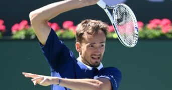 Daniil Medvedev at the BNP Paribas open at the Indian Wells Tennis Garden.