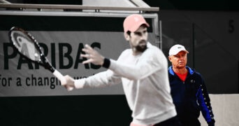 Marian Vajda coaching Novak Djokovic, Roland-Garros 2020