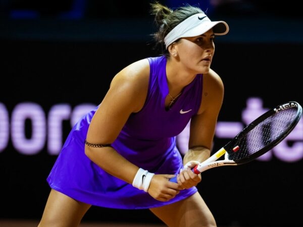 Bianca Andreescu of Canada in action during at the 2022 Porsche Tennis Grand Prix