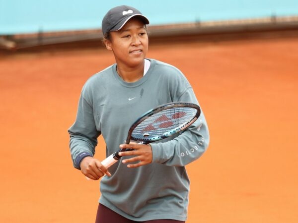 Naomi Osaka of Japan practice during the Mutua Madrid Open 2022 celebrated at La Caja Magica on April 27, 2022, in Madrid