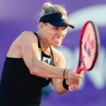 Angelique Kerber of Germany in action at the 2022 Strasbourg International