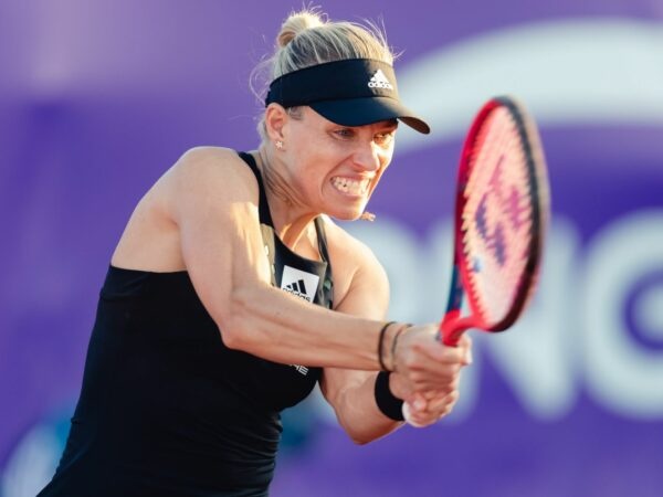 Angelique Kerber of Germany in action at the 2022 Strasbourg International