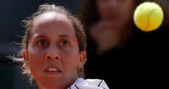 Madison Keys in the first round of Roland-Garros