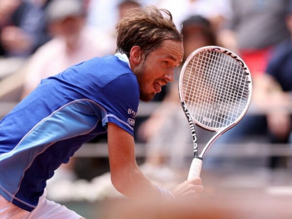 Russia's Daniil Medvedev in action during his second round match against Serbia's Laslo Djere at the French Open