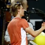Canada's Denis Shapovalov after winning his third round match against Spain's Rafael Nadal