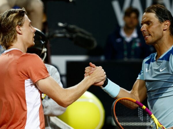 Canada's Denis Shapovalov after winning his third round match against Spain's Rafael Nadal