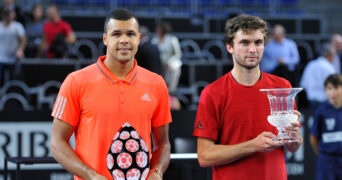 Jo Wilfried Tsonga and Gilles Simon at the Moselle Open in Metz in 2015