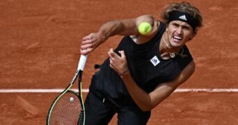 Germany's Alexander Zverev in action during his second round match against Argentina's Sebastian Baez at the French Open