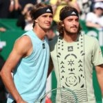 Germany's Alexander Zverev and Greece's Stefanos Tsitsipas before their semi final match at the Monte Carlo Masters