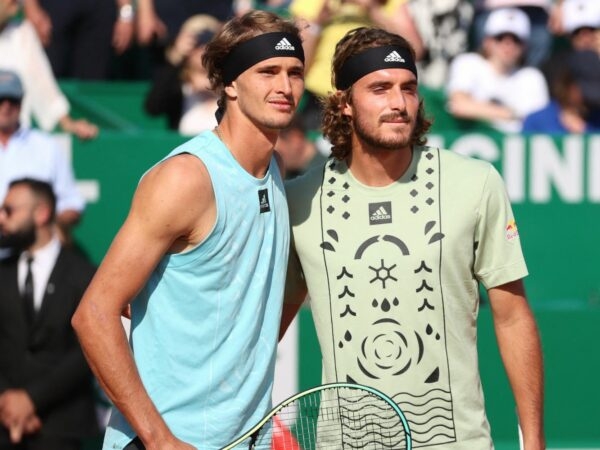 Germany's Alexander Zverev and Greece's Stefanos Tsitsipas before their semi final match at the Monte Carlo Masters